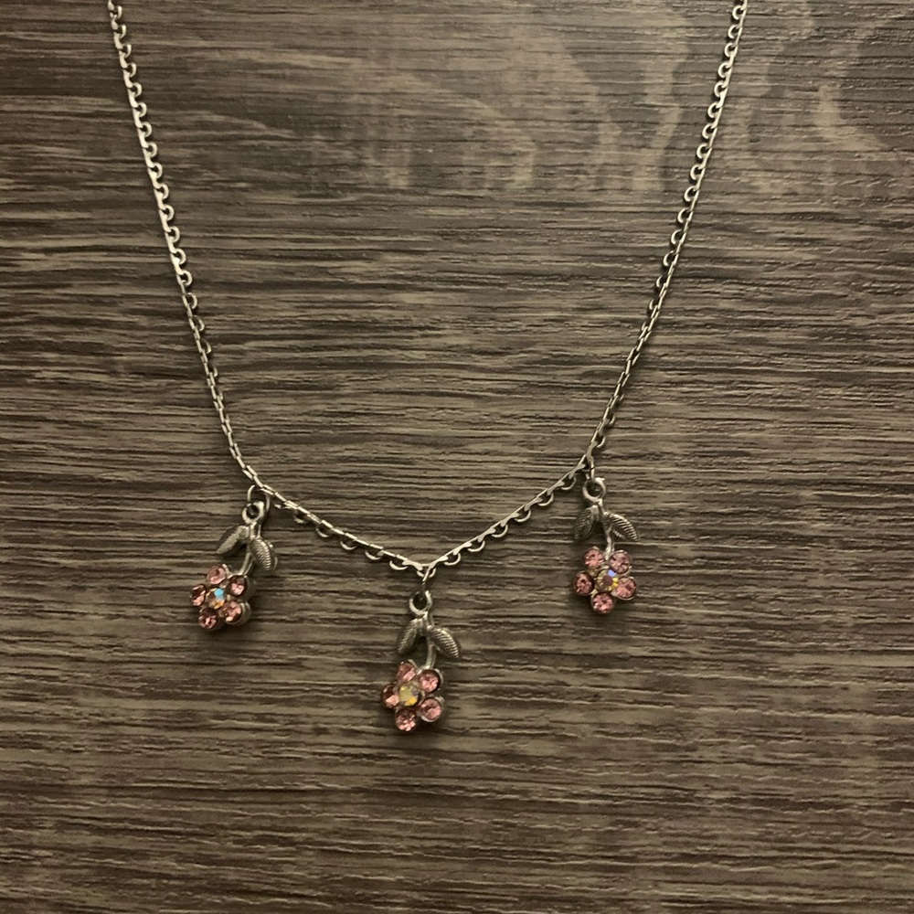 Pink flower necklace
